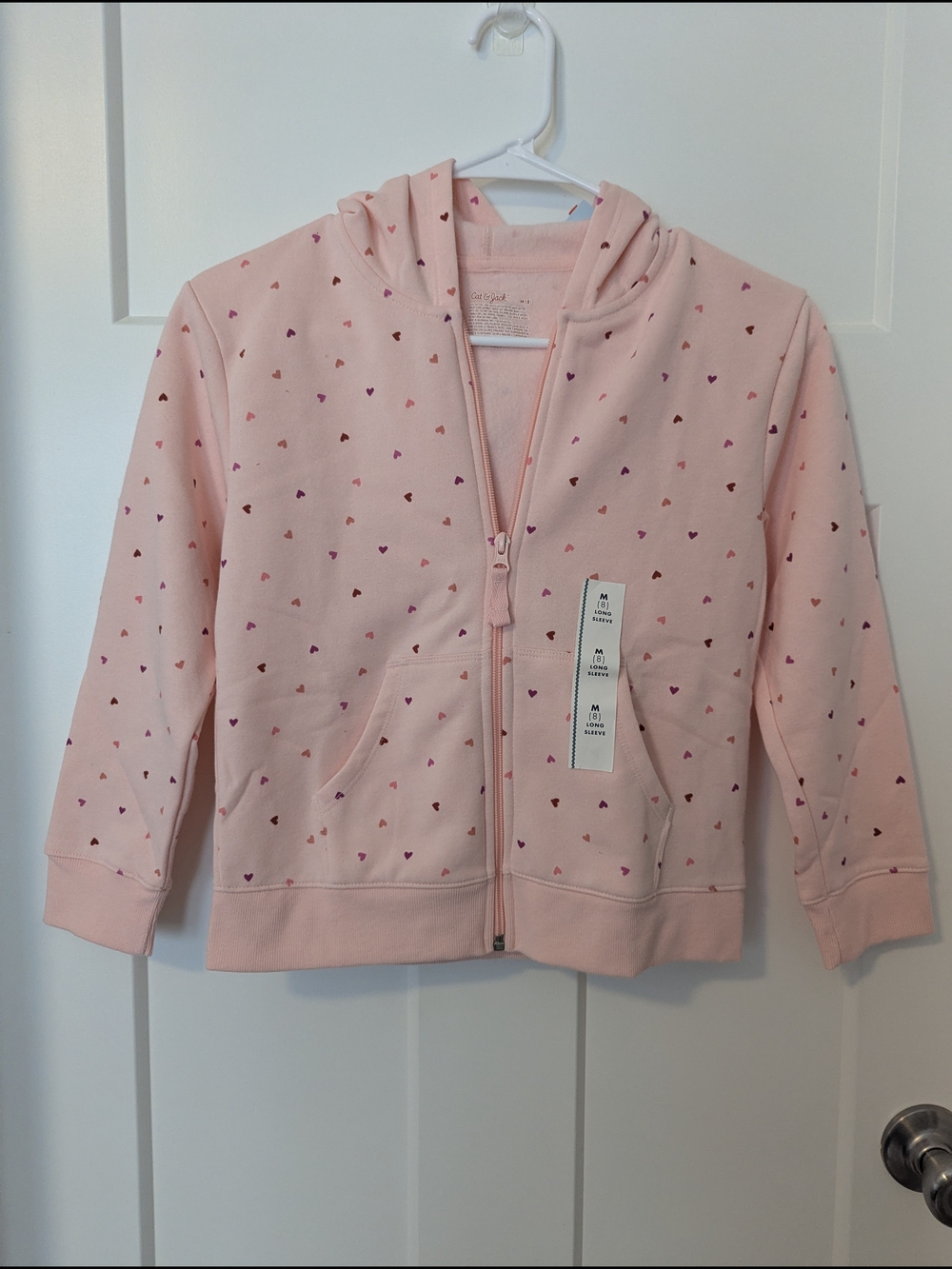Cat & Jack Girl Hoodie with Tiny Heart Print Sz M (8)